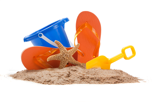 Bucket and spade in sand